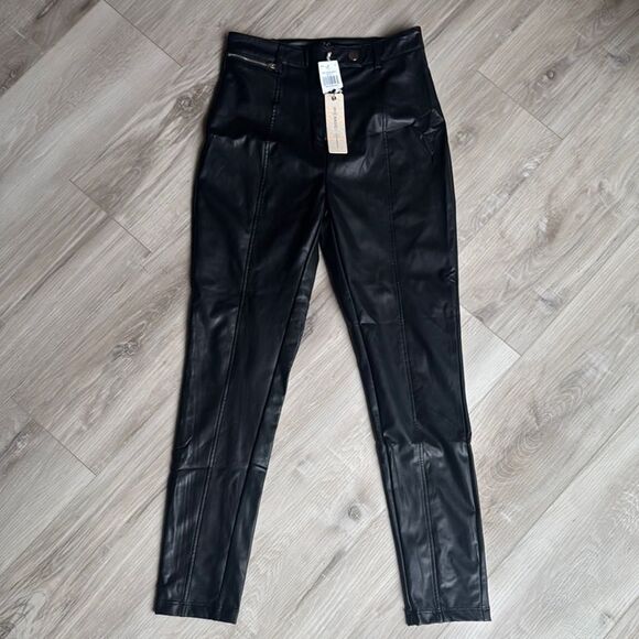 New! Iris Black Faux Leather Cropped Pants Size Small, S, Grunge - Picture 1 of 7